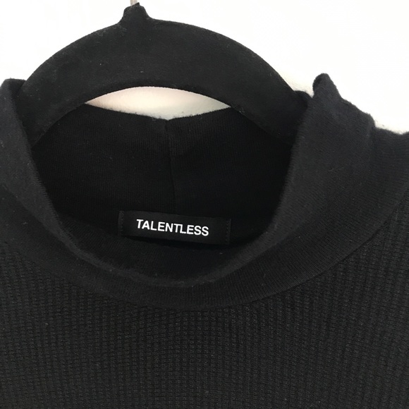 TALENTLESS Long Sleeve Mock Neck Waffle Knit Crop Top - Picture 7 of 12